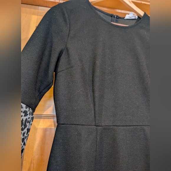 THML Black Dress with Leopard Print Sleeves - Picture 5 of 9